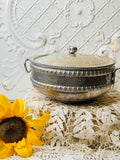 DETAILED HAMMERED ALUMINUM VINTAGE DISH AND LID