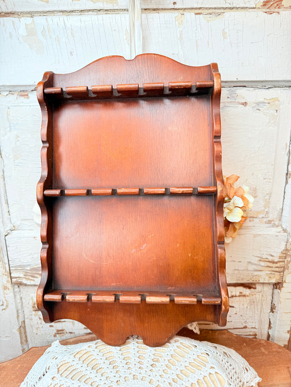 LARGE VINTAGE WOOD SILVERWARE WALL HOLDER