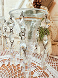 MIKASA VINTAGE GLASS HANGING GEMS SET OF CANDLESTICK HOLDERS