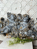 LARGE RARE DAMASK CHERUBS WALL PLAQUE