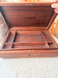 VINTAGE CARVED TEAK JEWELRY STORAGE BOX