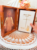 VINTAGE BIBLE WITH WOODEN CASE