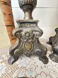 XL 19TH CENTURY BRONZE ALTAR CANDLE HOLDERS - 2 AVAILABLE