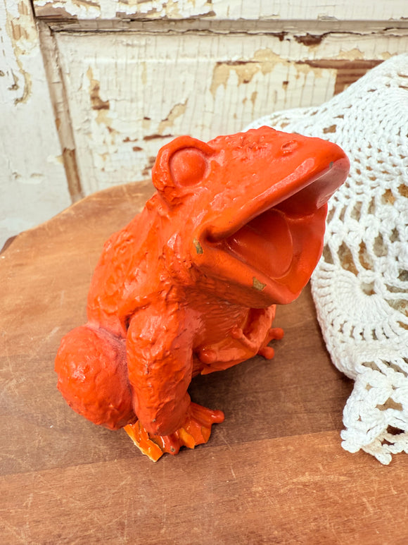 ORANGE RESIN FROG ADORABLE!