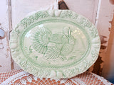VINTAGE GREEN TURKEY XL SERVING PLATTER RARE