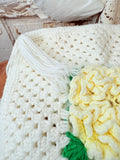 HAND CROCHETED YELLOW ROSE PILLOW COVER
