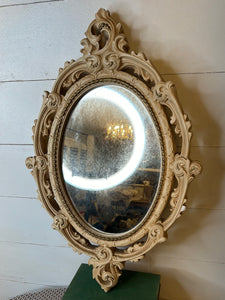 ORNATE DAMASK VINTAGE CHALKWARE MIRROR