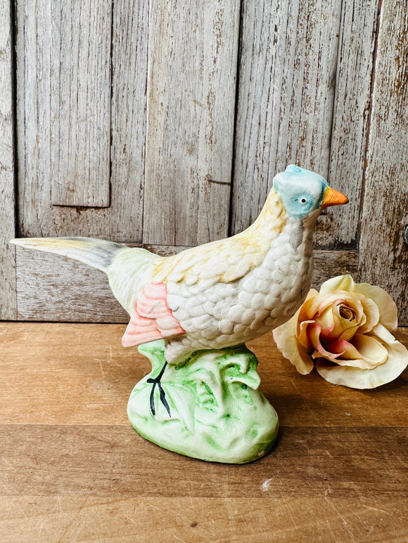 PASTEL MULTI COLORED BIRD VINTAGE STATUETTE