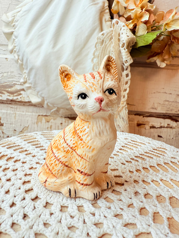 YELLOW TABBY CAT FIGURINE