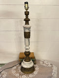 VINTAGE MID CENTURY TALL MARBLE AND BRASS LAMP - 2 AVAILABLE