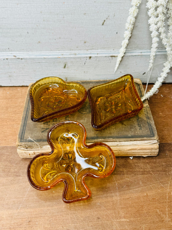 SET OF 3 TIARA GLASS TRINKET DISHES