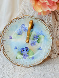 VINTAGE HAND PAINTED FLORAL AND GOLD PLATE
