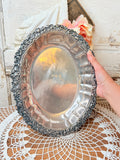VINTAGE FLORAL TRIM OVAL SILVER DISH
