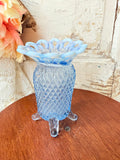 1920S BLUE OPALESCENT ENGLISH HOBNAIL FOOTED VASE