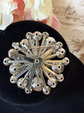 VINTAGE NAVETTE AND ROUND BLUE STONE BROOCH