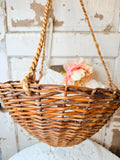 VINTAGE BOHO HANGING WICKER BASKET