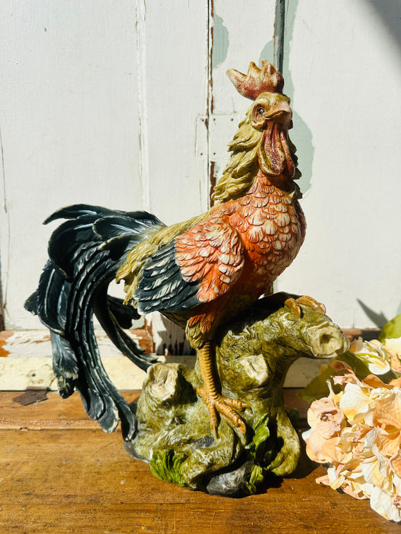 UNIQUE VINTAGE RESIN ROOSTER LARGE STATUETTE