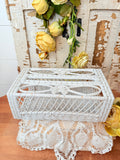 RARE AMAZING WHITE WICKER TISSUE BOX COVER