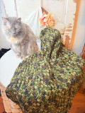 RARE CAMOUFLAGE HAND KNIT AFGHAN