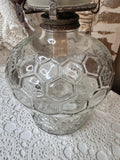 VINTAGE HONEYCOMB GLASS OIL HURRICANE LAMP