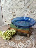 ANCHOR HOCKING BLUE GLASS LARGE PLATE DISH