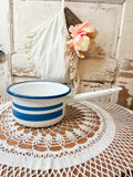 VINTAGE MARKED BLUE STRIPE MEDIUM POT ENAMEL