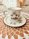 VINTAGE NORITAKE STONEWARE FLORAL TEACUP AND SAUCER SET - 4 SETS AVAILABLE