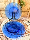 VINTAGE EXTRA RARE TEXTURED COBALT BLUE SET OF 2 PLATES - 5 SETS AVAILABLE