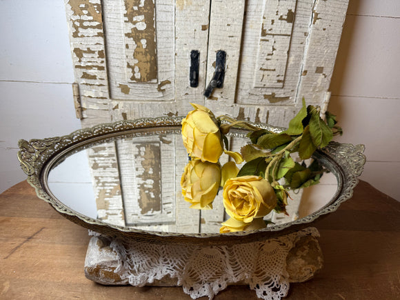 ANTIQUE LARGE DETAILED VANITY MIRROR TRAY