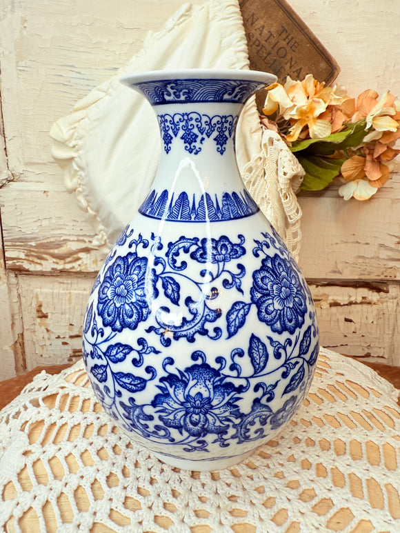 VINTAGE ASIAN BLUE AND WHITE VASE - 2 AVAILABLE