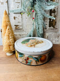 VINTAGE GORGEOUS COLORED FRUIT MOTIF CIRCLE TIN