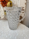 VINTAGE CRYSTAL CUT DIAMOND AND BUTTON PATTERN PITCHER
