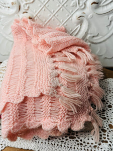 TASSEL VINTAGE HANDMADE PINK AFGHAN