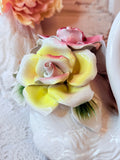 VINTAGE MARKED LARGE SWAN AND FLORALS STATUETTE