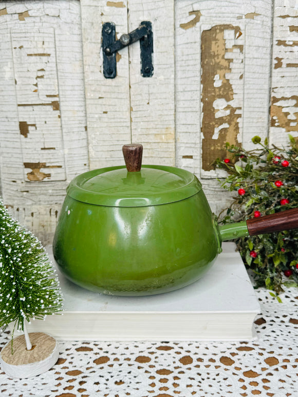 1970s AVOCADO GREEN FONDUE POT