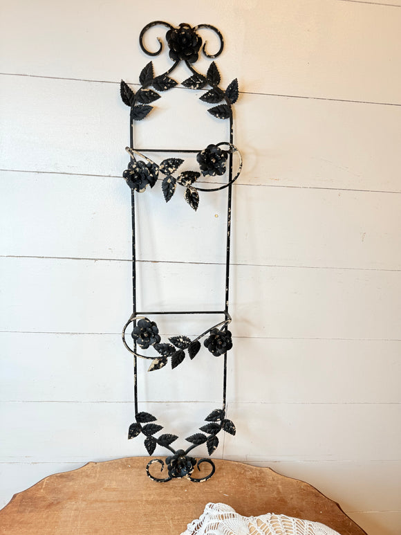 XL CAST IRON AMAZING FLORALS WALL PLATE HOLDER DECOR - 2 AVAILABLE