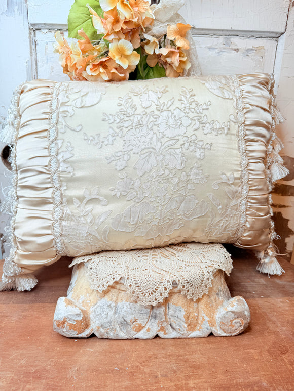 ANTIQUE RARE SILK WITH TASSELS PILLOW - 2 AVAILABLE