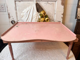 VINTAGE MID CENTURY PINK WOOD FOLDING BED TRAY