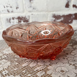 RARE RED COLORED CARNIVAL GLASS FOOTED BOWL