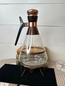 MCM VINTAGE ATOMIC CARAFE WITH COPPER TOP AND STAND