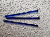 SET OF 3 VINTAGE COBALT BLUE GLASS BAR STIRRERS NYC RESTAURANTS