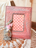 VINTAGE BUNNY RABBIT PINK ORNATE FRAME