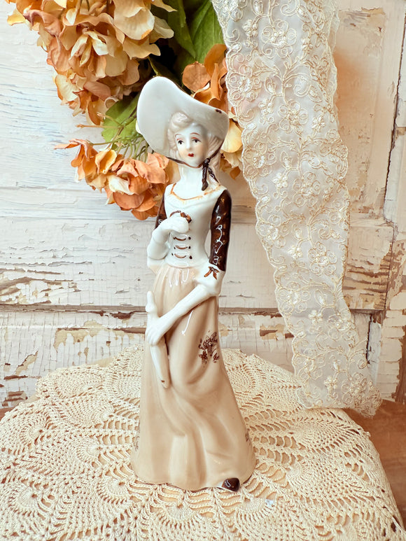 VINTAGE LADY IN HAT FIGURINE - 2 AVAILABLE