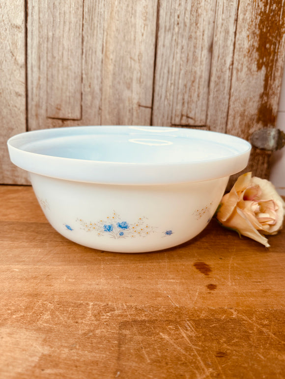 VINTAGE FLORAL MILK GLASS RARE LARGE BOWL