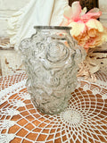 VINTAGE GOOFUS GLASS CABBAGE ROSE LARGE VASE