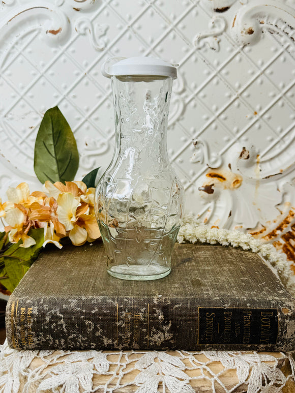 DETAILED VINTAGE GLASS REFRIGERATOR SALAD DRESSING DISPENSER