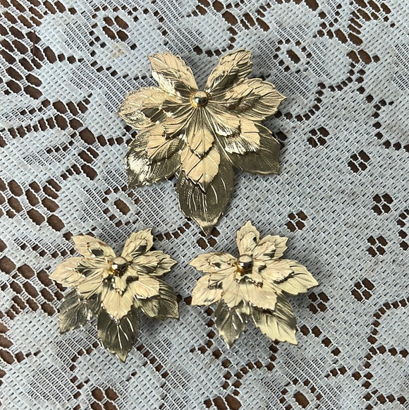 SARAH COVENTRY PEARLESCENT CLIP ON EARRINGS AND BROOCH #2