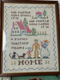 “HOME” HANDMADE CROSS STITCH VINTAGE FRAMED ART