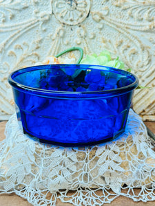 COBALT BLUE LARGE PANELED GLASS BOWL - 2 AVAILABLE