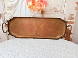 ANTIQUE HAMMERED COPPER LONG DETAILED TRAY